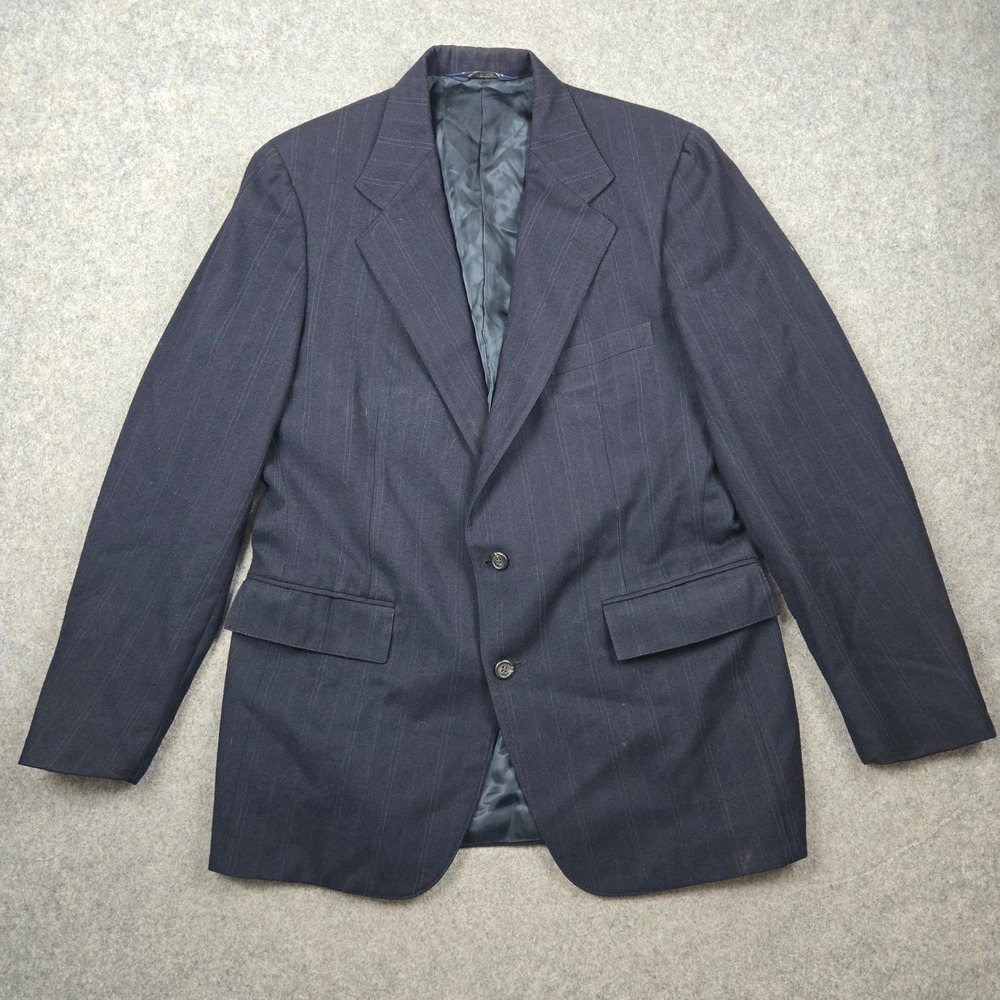 Vintage Polo Ralph Lauren Blazer Mens 42R Navy Blue Pinstripe Wool USA Made